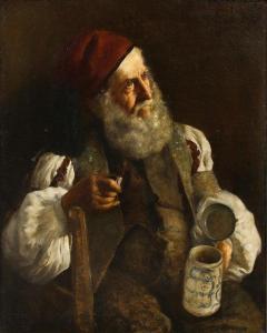 AHNERT Arthur 1865,Portrait of a Bearded Man with Stein,1884,Clars Auction Gallery US 2020-01-19