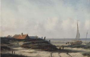 AHRENDTS Carl Eduard 1822-1898,Fisherfolk by a village on the Dutch coast,Christie's GB 2004-06-22