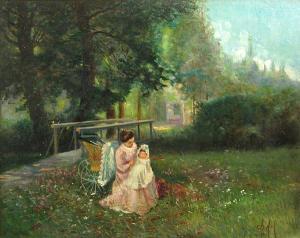 AID George Charles 1872-1938,Mere et son enfant dans un parc,Bonhams GB 2010-12-19