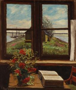 AIGENS Christian 1870-1940,A view of a coast seen through a window,Bruun Rasmussen DK 2021-03-22