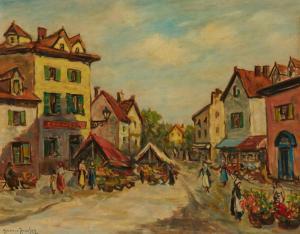AINSLEY Dennis 1880-1952,Rouen Flower Market,John Moran Auctioneers US 2023-04-25