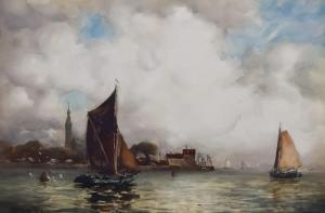 AITKEN John Ernest 1881-1957,River scene with various vessels,Canterbury Auction GB 2022-10-01