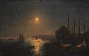 AIVAZOVSKY Ivan Constantinovich 1817-1900,A moonlit View of the Bosphorus looking t,1884,Christie's 1999-06-17