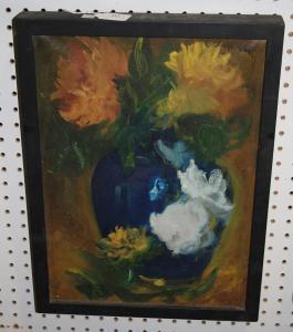 AIZOIALA Pablo 1957,Still Life Study of Flowers in a Blue Vase,Tooveys Auction GB 2010-11-02