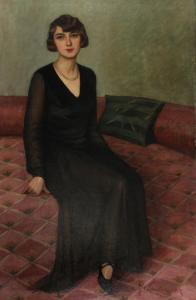 AJDUKIEWICZ Julian 1883,Portret damy w czarnej sukni,1930,Rempex PL 2016-04-16