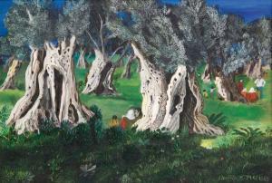 AKDENIZ Nadide 1945,Olive trees,1985,Ankara Antikacilik TR 2016-01-17