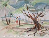 AKIMOTO George 1900-1900,Stroll in the Park,1920,Neal Auction Company US 2008-07-12