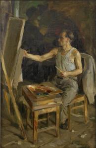 AKIMOVICH CHERNYSHEVSKYP PIOTR 1914,Self-Portrait of the Artist in h,Stockholms Auktionsverket 2011-12-06