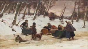 AKKERINGA Johannes Evert 1861-1942,Children sleighing in the snowy dunes,1991,Venduehuis 2023-11-16