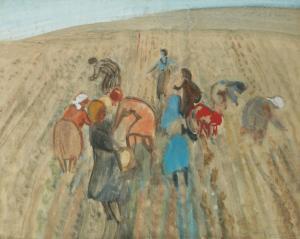 AKSELROD Meier 1902-1970,Workers in a collective farm,1931,Tiroche IL 2023-12-31