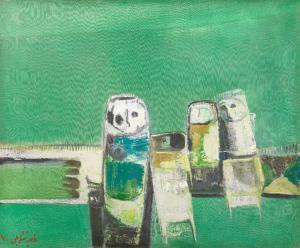 AL SHAKARJI Khadeir 1937-2006,Abstraction in Green,1971,Bonhams GB 2021-11-17