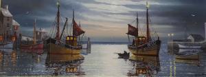 ALAN GORDON,Brixham Fishing Boats in Evening Harbour,Wright Marshall GB 2018-09-04