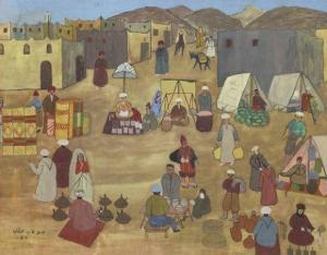 ALAOUI Mulay Ali,SCÉNE DE MARCHÉ,1964,Compagnie Marocaine des Oeuvres et Objets d'Art 2010-12-18