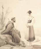 ALAUX Jean, le Romain,Jeune femme conversant avec un moine,1824,Etienne de Baecque 2020-06-30