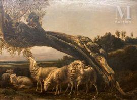 ALAUX Jean Paul, Gentil 1788-1858,Moutons sous un arbre,1846,Millon & Associés FR 2021-10-26