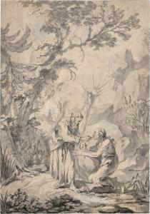ALAUX Jean Pierre,Die Kommunion der Maria von Ägypten durch den Hl,1762,Galerie Bassenge 2023-12-01