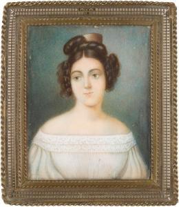 ALBANESI Michele 1816-1878,PORTRÄT EINER JUNGEN DAME IN WEIß EM KL,2000,Hargesheimer Kunstauktionen 2018-09-21