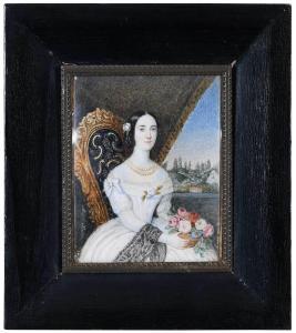 ALBANESI Michele,Portrait of a Young Woman Holding Flowers and Seat,Brunk Auctions 2023-02-03