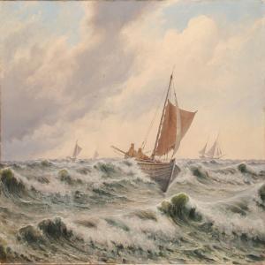 ALBERG A 1800-1900,Seascape with sailing boats,Bruun Rasmussen DK 2011-02-14