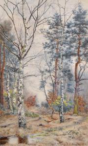 ALBERT Charles 1800-1900,Birch Trees, Arbrook Common (Surrey),1914,John Nicholson GB 2017-08-02