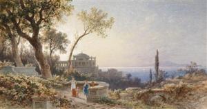 ALBERT Friedrich Wilhelm F 1822,Italiancoast and figures on a terrace,Palais Dorotheum AT 2011-03-24