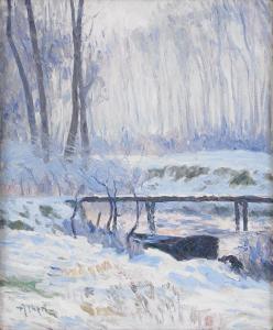 ALBERT Gustave 1866-1905,Franskt flodlandskap i vinterskrud,Stockholms Auktionsverket SE 2015-12-01