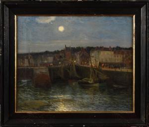 ALBERT Gustave 1866-1905,Le port de Honfleur au clair de lune,Osenat FR 2023-06-18