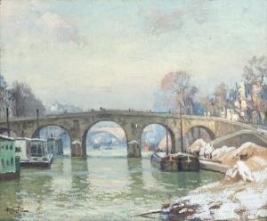 ALBERT Gustave 1866-1905,Paysage aux ponts,Piguet CH 2022-06-15