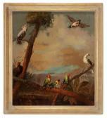 ALBERT Jeannine 1939,Parrots on Branches,Brunk Auctions US 2016-07-08