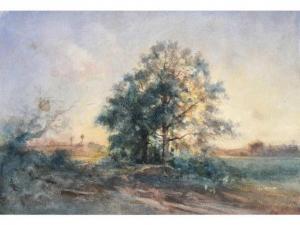 ALBERTIN André 1867-1933,Coucher de soleil dans la plaine,Blache FR 2009-06-22