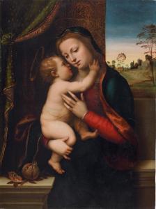 ALBERTINELLI Mariotto,The Madonna and Child before a window with a lands,1509,Christie's 2024-01-31