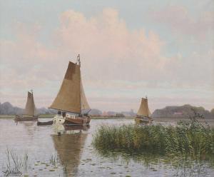 ALBERTS Willem Jacobus 1912-1990,Barges on an estuary,Sworders GB 2022-08-09