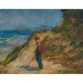 ALBRIGHT Adam Emory 1862-1957,Boy Walking along the Coast,Treadway US 2017-09-16