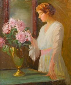 ALBRIGHT Henry James 1887-1951,Woman with Flowers,Hindman US 2021-05-03
