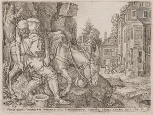 ALDEGREVER Heinrich,Il le met sur la mule… (Pl. 3 de La Parabole du Sa,1554,Ader 2023-11-29