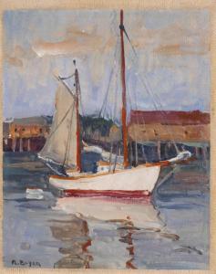 ALDEN Bryan 1913-2001,Sailboat in the Harbor,Burchard US 2021-07-18
