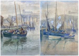 ALDER Thomas Calvering 1857-1931,Fishing Boats in Whitby Harbour,David Duggleby Limited 2022-07-23
