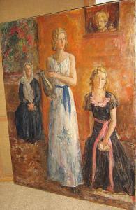 ALDERNAGHT Maria 1902-1945,Binnengezicht met drie vrouwen.,Campo & Campo BE 2008-03-18