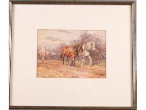 ALDERSON Elizabeth Mary 1900-1988,man ploughing with two horses,1928,Jones and Jacob GB 2016-04-13