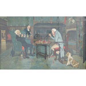 ALDIN Cecil 1870-1935,of interior chess scene,Dee, Atkinson & Harrison GB 2012-02-17