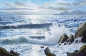 ALDINI Remo 1943,Waves breaking on a rocky shore line,Mallams GB 2019-10-07