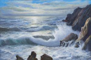 ALDINI Remo 1943,Waves breaking on the shore,20th century,Mallams GB 2019-10-07