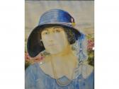 ALDRIDGE Geoff,Portrait of a lady in a blue hat,2000,Andrew Smith and Son GB 2011-03-22