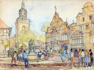 ALDRIDGE Winton 1906-1997,Continental Town Square,Rowley Fine Art Auctioneers GB 2015-09-16