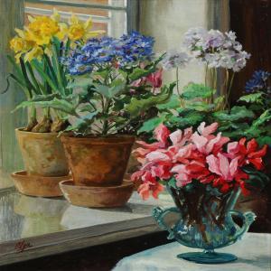 ALEKSANDROVNA Olga,Colourful flowers in the window sill on Knudsminde,Bruun Rasmussen 2015-05-11