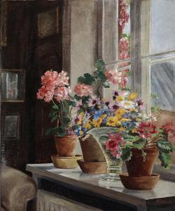 ALEKSANDROVNA Olga 1882-1960,Flowers in a sunny window sill,Bruun Rasmussen DK 2024-02-26