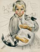 ALEKSANDROWICZ Nina 1877-1945,Petite fille au chat,Mercier & Cie FR 2007-07-02