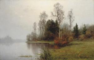 Aleksei Aleksandrovich Pisemskii,An autumn landscape with a lake,Christie's GB 2007-11-28