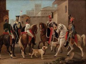 Alessandro Grati 1800-1800,Kavalleristen im Kastell von Mailand,1831,Palais Dorotheum AT 2009-11-17