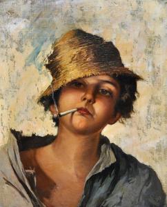 ALEX Adolf J. Jelinek 1890-1957,Chlapec s cigaretou,Vltav CZ 2021-12-09